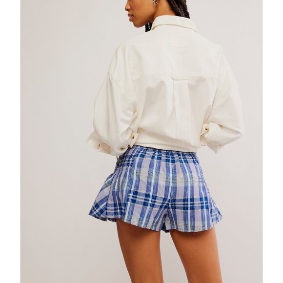 Free People! High Time Micro Skort in Blue Combo NWT! - Picture 2 of 10